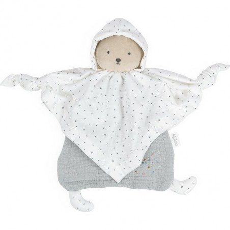 Doudou Bio Ours gris blanc Petit Pas – Kaloo