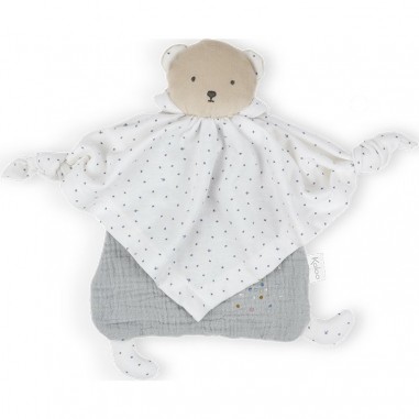 Doudou Bio Ours gris blanc Petit Pas – Kaloo