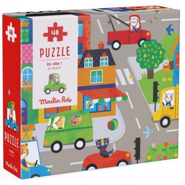 Puzzle En ville - 48 pièces - Les Popipop - Moulin Roty