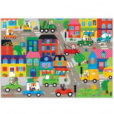 Puzzle 48 pièces en ville Les Popipop - Moulin Roty