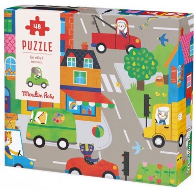 Puzzle 48 pièces en ville Les Popipop - Moulin Roty