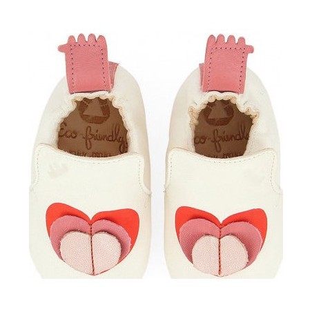 Blublu CŒur Blanc Goya - Chaussons semelle souple Filles
