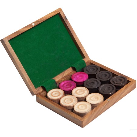 Pions de Carrom boîte Bois - Jeux classiques - Jeux de société - Carrom Art