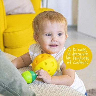 Balle sensorielle bébé et perles Lalaboom