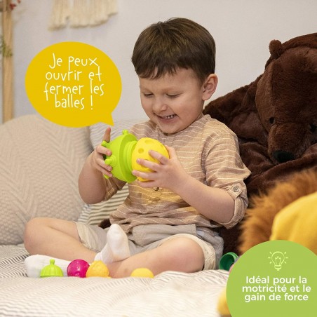 Balle sensorielle bébé et perles Lalaboom