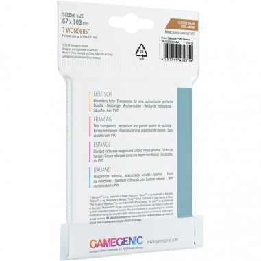 Prime - 7 Wonders - Sleeves - 67 x 103 mm - Accessoires - Gamegenic