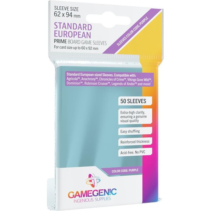 Gamegenic 62x94mm Lot de 50 protègecartes Prime Standard Euro