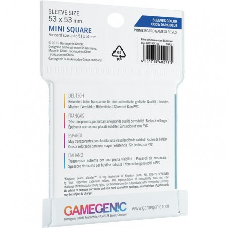 Gg : 50 sleeves Dark Blue Prime 53x53 Mini Square - Gamegenic