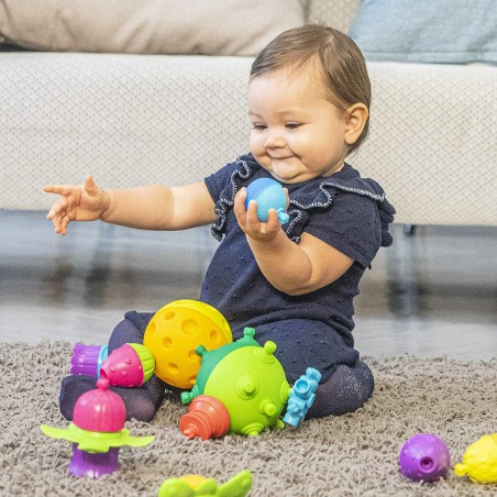 Balle sensorielle bébé et perles Lalaboom