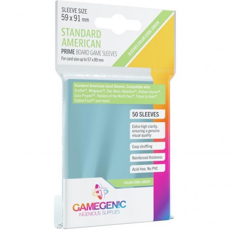 : 50 Prime Sleeves 59x91 Standard Américain - Accessoires - Gamegenic