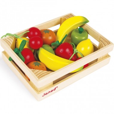 Cagette de 12 fruits en bois colorés Janod