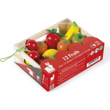 Cagette de 12 fruits en bois colorés Janod
