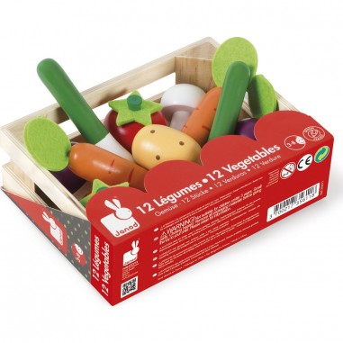 Cagette de 12 légumes en bois colorés Janod