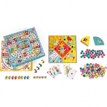 Coffret Jeu de l'oie, Petit Chevaux, Dames Carrousel - Janod
