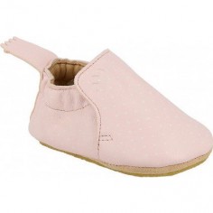Blublu Print Rose Pale Plumetis Blanc - Chaussons semelle souple Filles