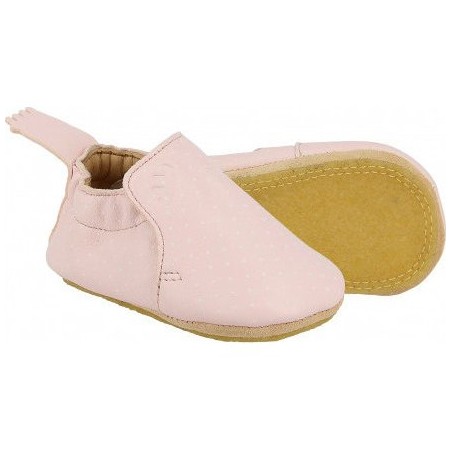 Blublu Print Rose Pale Plumetis Blanc - Chaussons semelle souple Filles
