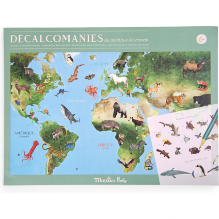 Mappemonde avec décalcomanies Tout autour du monde - Moulin Roty