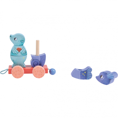 Train d'activités à tirer en bois - Les Aventures de Paulie - Moulin Roty