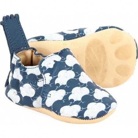 Blumoo Cloud Denim Blanc - Chaussons semelle souple Filles