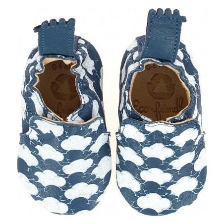 Blumoo Cloud Denim Blanc - Chaussons semelle souple Filles