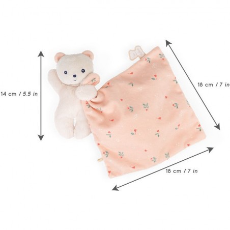 Carré douceur : doudou ours feuilles d'amour - Kaloo