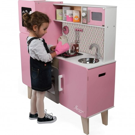 Cuisine en bois pour enfant Rose Macaron Janod