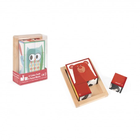 Puzzle 6 cubes - Animaux de la Forêt Zigolos - Jouet - Janod