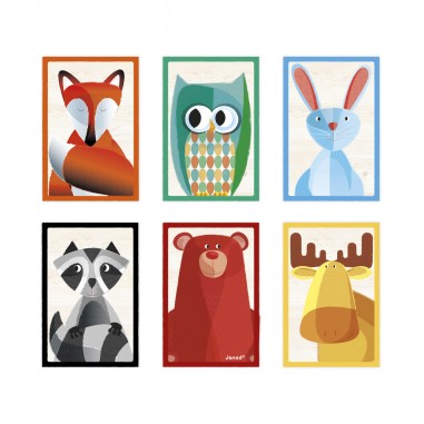 Puzzle 6 cubes - Animaux de la Forêt Zigolos - Jouet - Janod