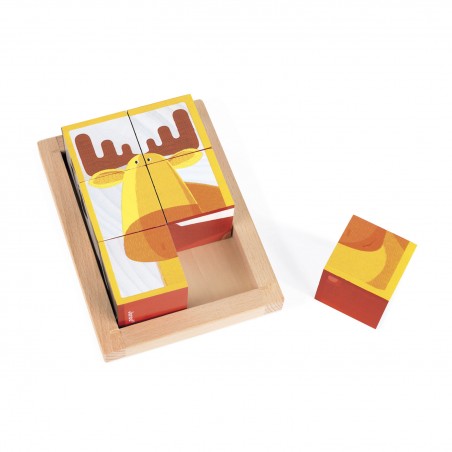 Puzzle 6 cubes - Animaux de la Forêt Zigolos - Jouet - Janod