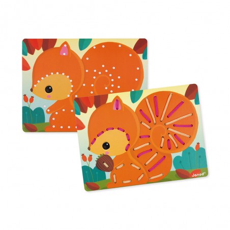 Cartes à lacer Animaux - Jeu de laçage - Janod