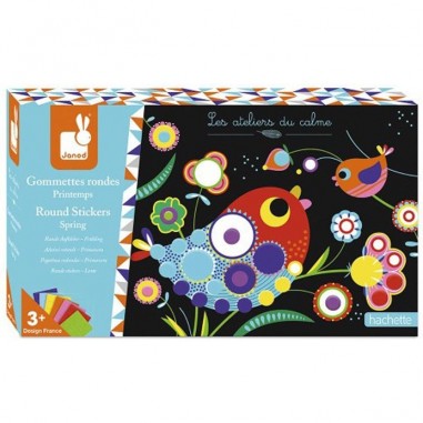 Kit Créatif - Gommettes Rondes Printemps : Mosaïque & Gommettes - Janod