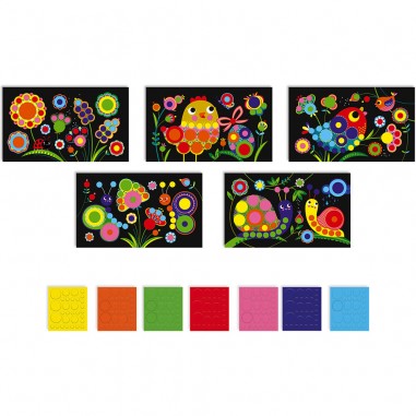 Kit Créatif - Gommettes Rondes Printemps : Mosaïque & Gommettes - Janod