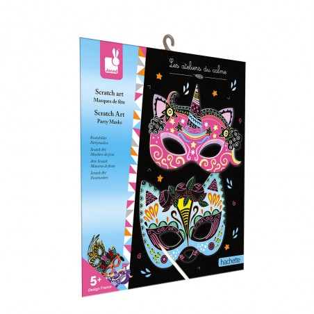 Kit Créatif - Scratch Art Masques De Fête : Cartes à gratter - Janod