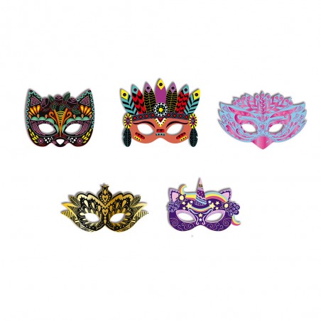 Kit Créatif - Scratch Art Masques De Fête : Cartes à gratter - Janod