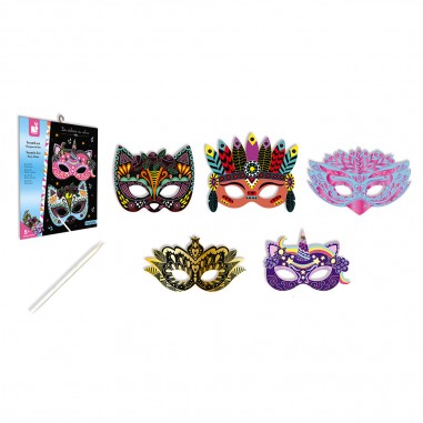 Kit Créatif - Scratch Art Masques De Fête : Cartes à gratter - Janod