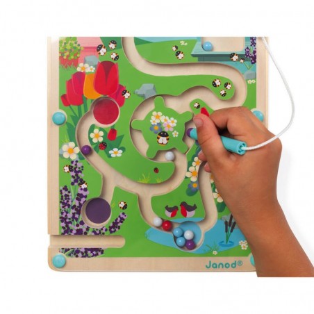 Labyrinthe magnétique avec billes - Jeu en bois pour enfant - Janod