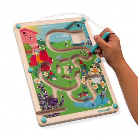 Labyrinthe magnétique avec billes - Jeu en bois pour enfant - Janod