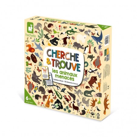 Cherche et trouve Animaux menacés - Jeu de société enfant - Janod