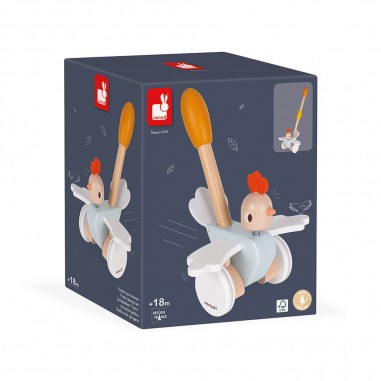 Jouet à tirer en bois pour bébé -Poulette à promener dès 18 mois - Janod