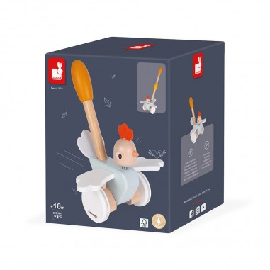 Jouet à tirer en bois pour bébé -Poulette à promener dès 18 mois - Janod
