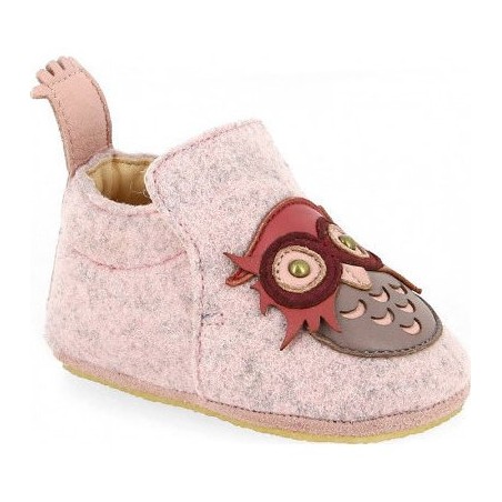 Doublu Hiboo Rose - Chaussons semelle souple Bébé Fille