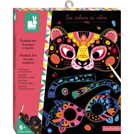 Scratch Art Masques et Lunettes Animaux : Loisirs créatifs - Janod