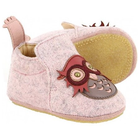 Doublu Hiboo Rose - Chaussons semelle souple Bébé Fille