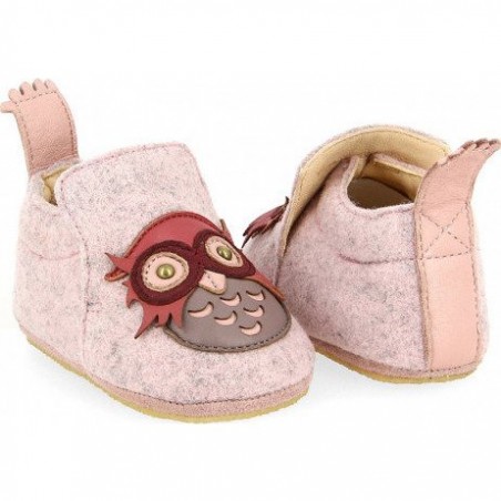 Doublu Hiboo Rose - Chaussons semelle souple Bébé Fille