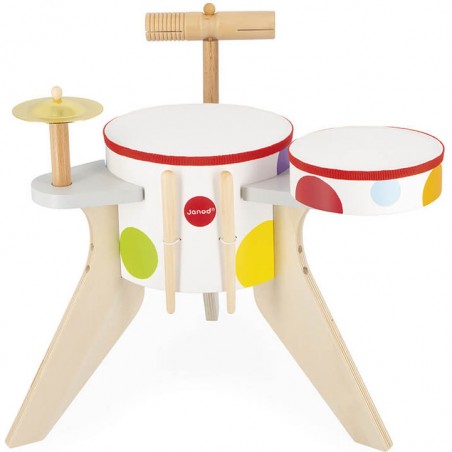 Batterie enfant - Batterie jouet, imitation instrument musique - Janod