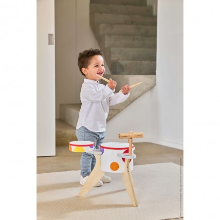 Batterie enfant - Batterie jouet, imitation instrument musique - Janod
