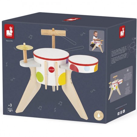 Batterie enfant - Batterie jouet, imitation instrument musique - Janod