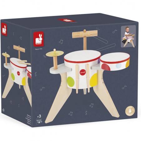 Batterie enfant - Batterie jouet, imitation instrument musique - Janod