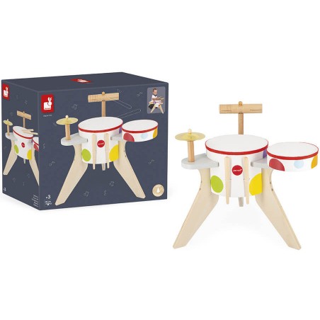 Batterie enfant - Batterie jouet, imitation instrument musique - Janod