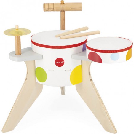 Batterie enfant - Batterie jouet, imitation instrument musique - Janod